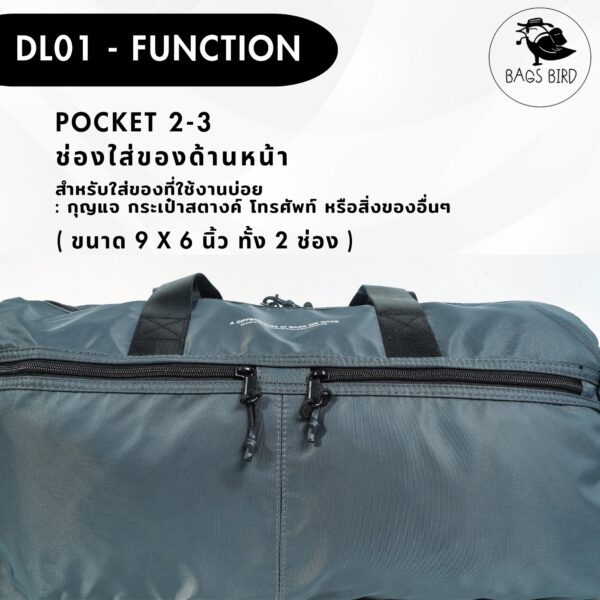 DL01 Duffle bag กระเป๋าไปยิม กระเป๋าเดินทาง กระเป๋าถือ - Image 9