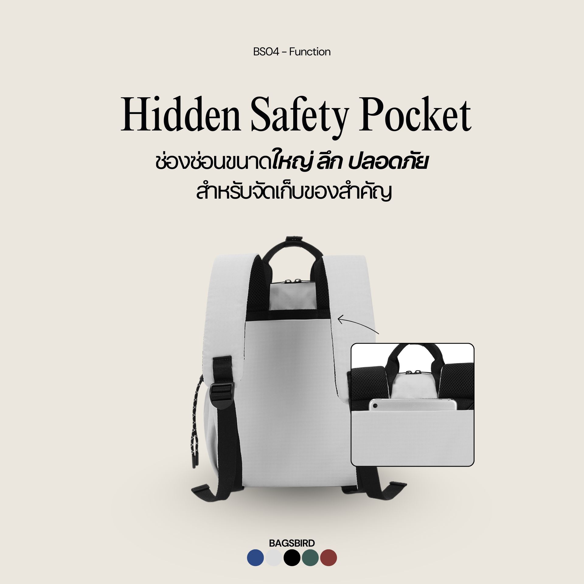 BS04 เป้มินิกันน้ำ Mini Daypack ใส่ iPad ได้ สะพายได้ 2 แบบ - Image 7