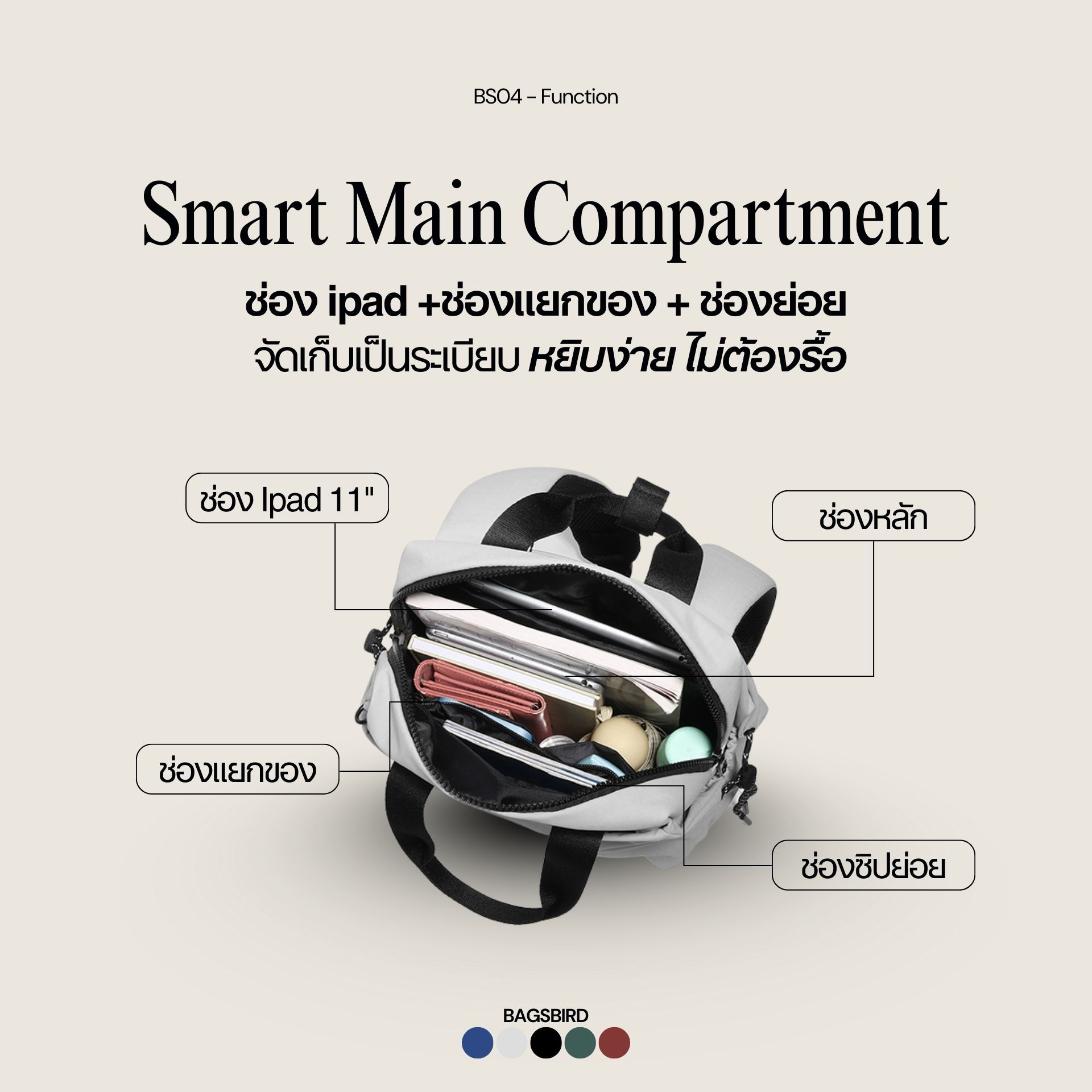BS04 เป้มินิกันน้ำ Mini Daypack ใส่ iPad ได้ สะพายได้ 2 แบบ - Image 2