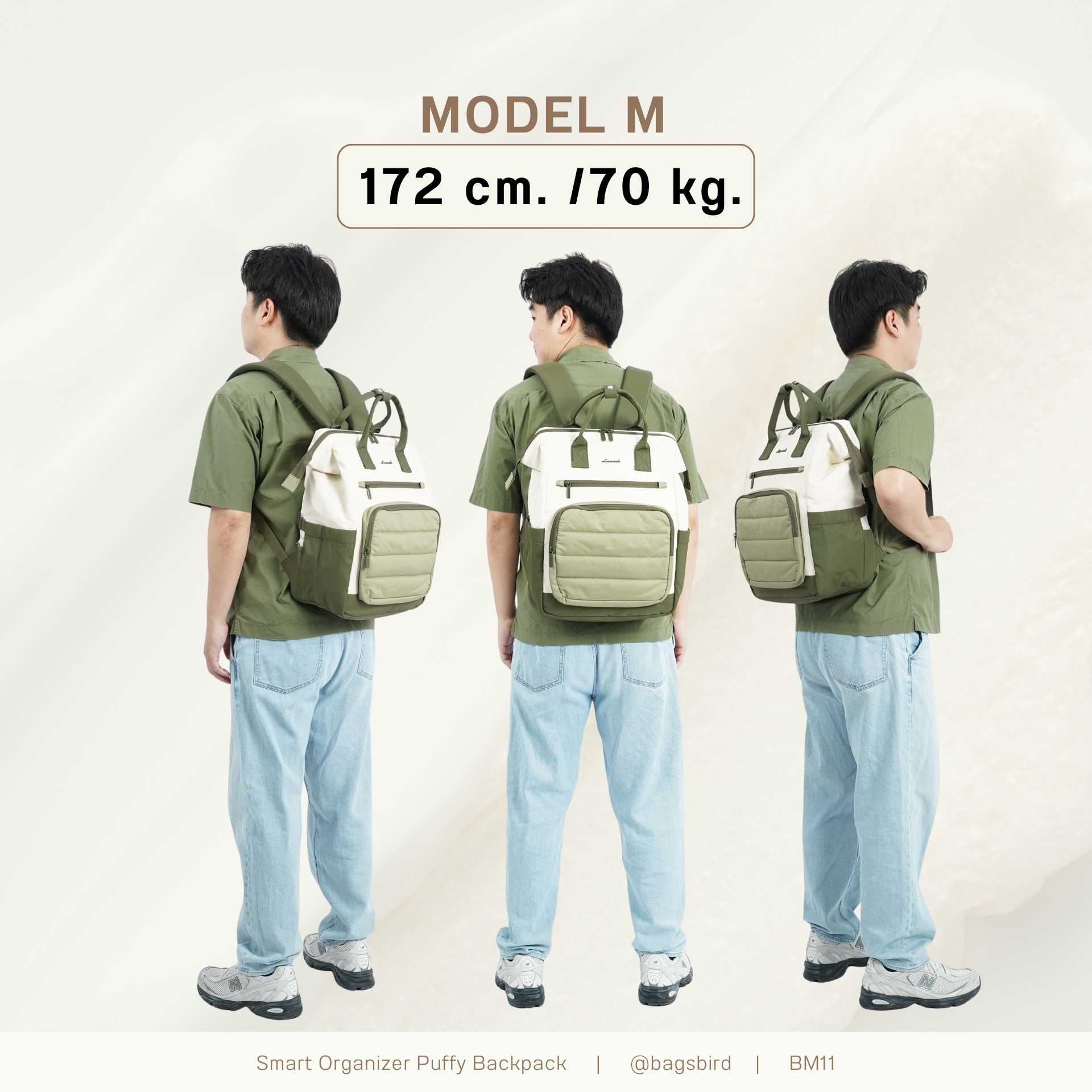 BM11 Smart Organizer Puffy Backpack | กระเป๋าเป้ Laptop 17 นิ้ว กระเป๋าเป้จัดระเบียบ 15 ช่อง เปิดกว้าง จุเยอะ กันน้ำ สำหรับทำงาน เดินทาง และใช้งานทุกวัน | Bagsbird - Image 11